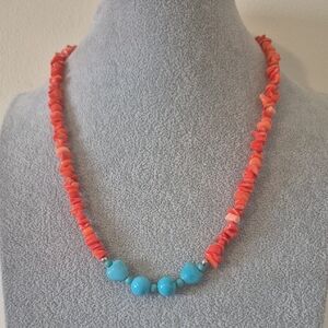 Coral & Turquoise 3 Piece Jewelry Set.Natural,